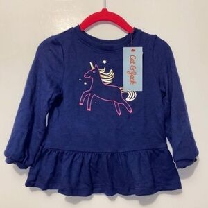 Unicorn Blouse Top SUPER SOFT Long Sleeve Shirt with Frilly Ruffle Waist